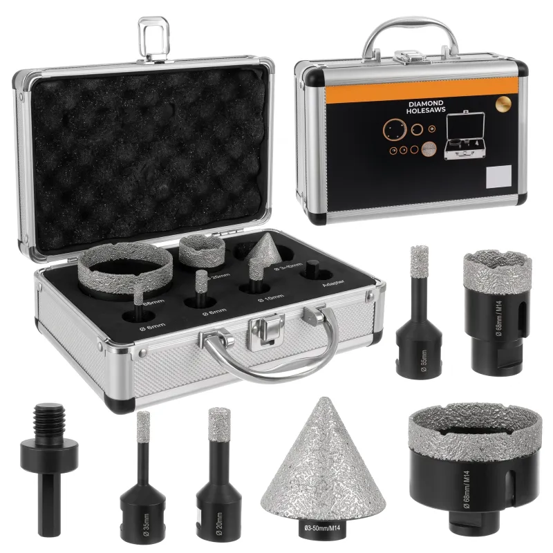 Profesionalni 7-dijelni set dijamantnih krunskih svrdla 6 - 68 mm s koferom