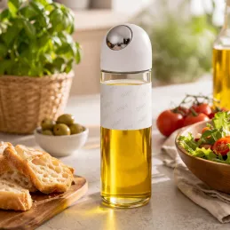 Staklena boca za maslinovo ulje ili ocat s automatskim otvaranjem 510 ml / Bijela