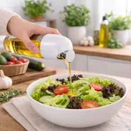Staklena boca za maslinovo ulje ili ocat s automatskim otvaranjem 510 ml / Bijela
