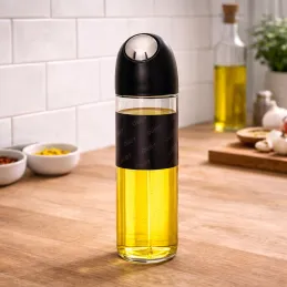 Staklena boca za maslinovo ulje ili ocat s automatskim otvaranjem 510 ml / Crna