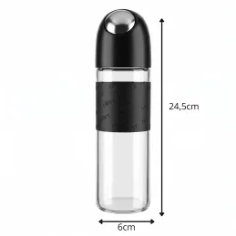 Staklena boca za maslinovo ulje ili ocat s automatskim otvaranjem 510 ml / Crna