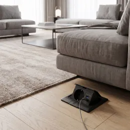 Podna utičnica FLOOR LUX SCHUKO 1x230V + USB A-C / Crna