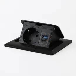 Podna utičnica FLOOR LUX SCHUKO 1x230V + USB A-C / Crna