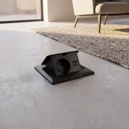 Podna utičnica FLOOR LUX SCHUKO 1x230V + USB A-C / Crna