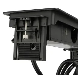 Izvlačna utičnica AMBIENTE SCHUKO 3x230V + USB A-C / Crna mat