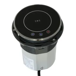 Automatska izvlačna utičnica AMBIENTE SCHUKO 3x230V + USB A-C s osvjetljenjem i punjenjem / Crno staklo