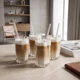 Borosilikatna čaša za kavu WAVE 275 ml / Prozirna