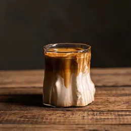 Borosilikatna čaša za kavu WOOD 300 ml / Prozirna
