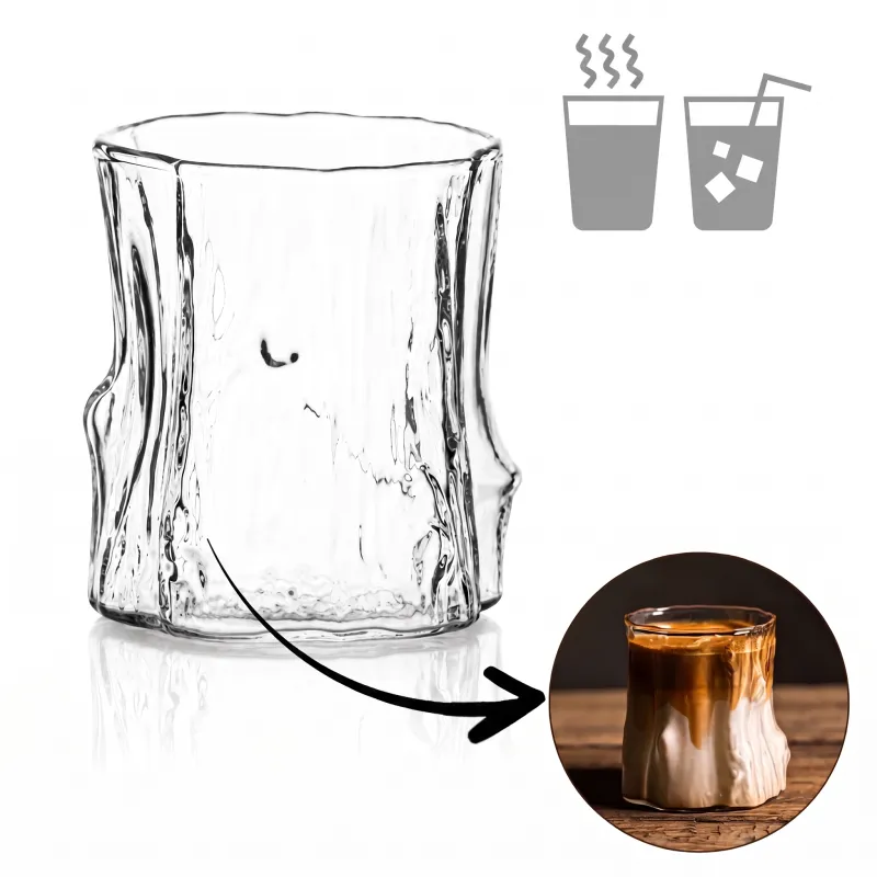 Borosilikatna čaša za kavu WOOD 300 ml / Prozirna