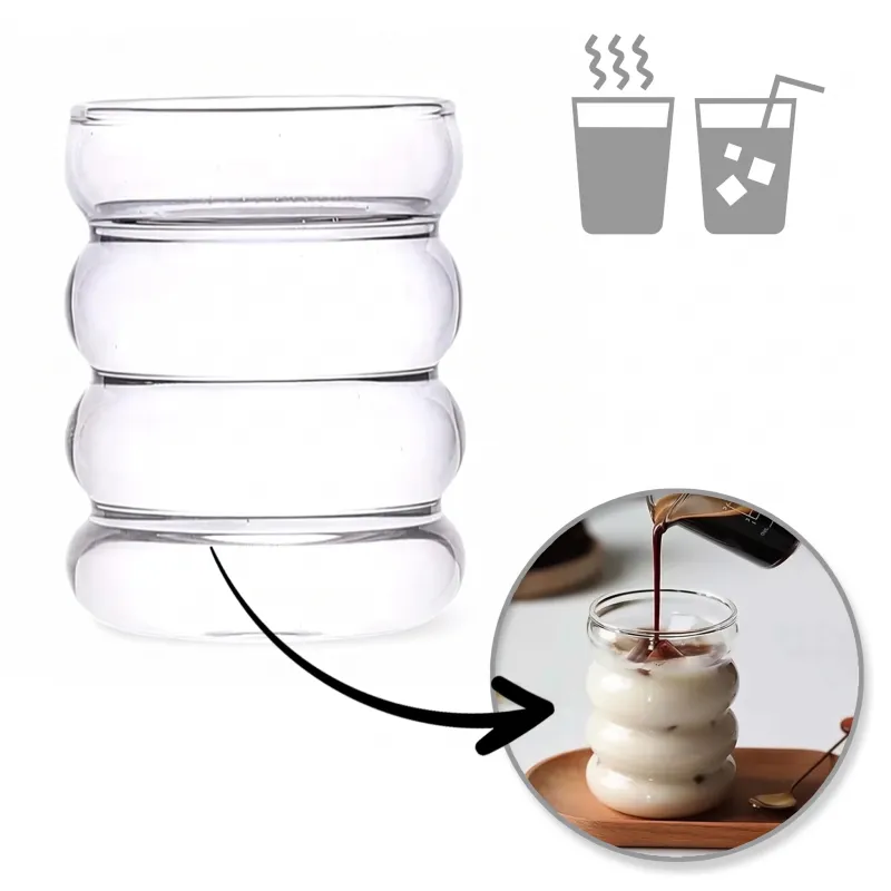 Borosilikatna čaša za kavu BUBLLE 350 ml / Prozirna