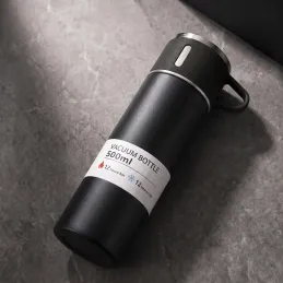 Nehrđajuća termosica s čašom THERMIO 500ml / Crna