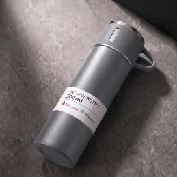 Nerđajuća termosica s čašom THERMIO 500ml / Siva