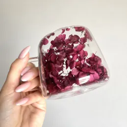Termo šalica za napitke s cvijećem FLOWER GLASS 180 ml / Crvena