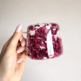 Termo šalica za napitke s cvijećem FLOWER GLASS 180 ml / Crvena