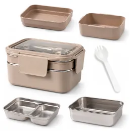 Nehrđajući čelični lunch box s priborom MY BOX / Bež