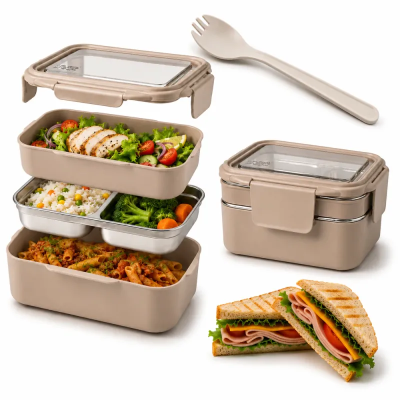 Nehrđajući čelični lunch box s priborom MY BOX / Bež