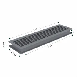 Dvostrana ventilacijska rešetka za vrata 430 x 115 mm / Siva