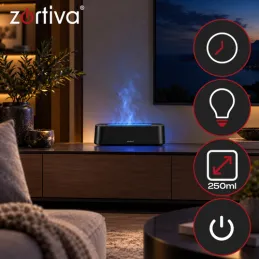 LED aroma difuzor s efektom vatre GALO / Crni