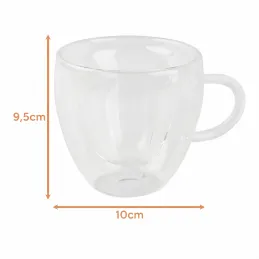 Termo šalica za kavu HEART 240 ml / Prozirna