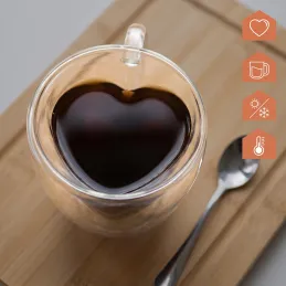 Termo šalica za kavu HEART 240 ml / Prozirna