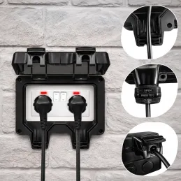 Vanjska električna utičnica GARDENIA SCHUKO 2x230V / Crna mat