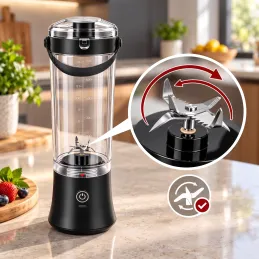 USB električni mikser ARIANO za smoothieje i koktele 600 ml / Crni