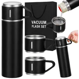 Dizajnerska termosica s 3 čaše 400 ml / Crna mat