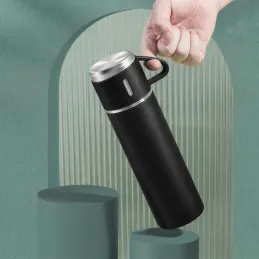 Dizajnerska termosica s 3 čaše 400 ml / Crna mat