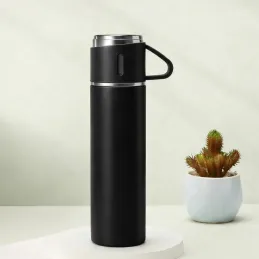 Dizajnerska termosica s 3 čaše 400 ml / Crna mat