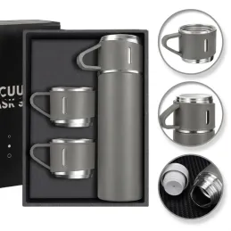 Dizajnerska termosica s 3 čaše 400 ml / Siva