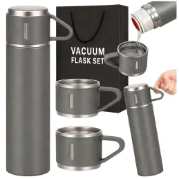 Dizajnerska termosica s 3 čaše 400 ml / Siva