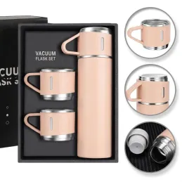 Dizajnerska termosica s 3 čaše 400 ml / Ružičasta