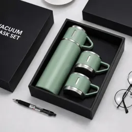 Dizajnerska termosica s 3 čaše 400 ml / Zelena