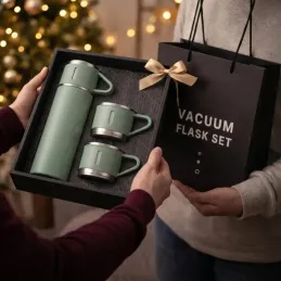 Dizajnerska termosica s 3 čaše 400 ml / Zelena