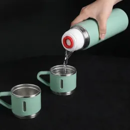 Dizajnerska termosica s 3 čaše 400 ml / Zelena