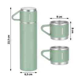 Dizajnerska termosica s 3 čaše 400 ml / Zelena