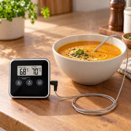 LCD termometar za hranu sa sondom i magnetom / Crni