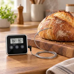 LCD termometar za hranu sa sondom i magnetom / Crni