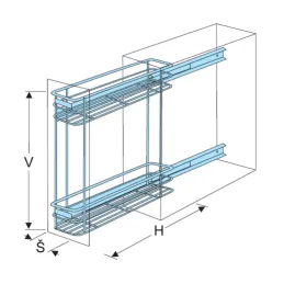 Kosara s potpunim izvlačenjem KOMFORT bočna s amortizacijom / Krom