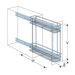 Kosara s potpunim izvlačenjem KOMFORT bočna s amortizacijom / Krom