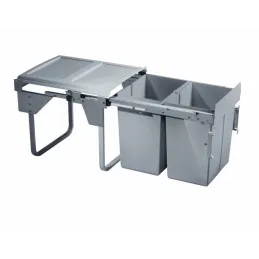 Izvlačni kantu za smeće 450 mm - 2x20L s držačima vrata / Siva