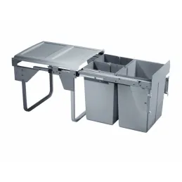 Izvlačna košara 450 mm -  1x20L + 2x10L s pričvršćivačima za vrata / Siva