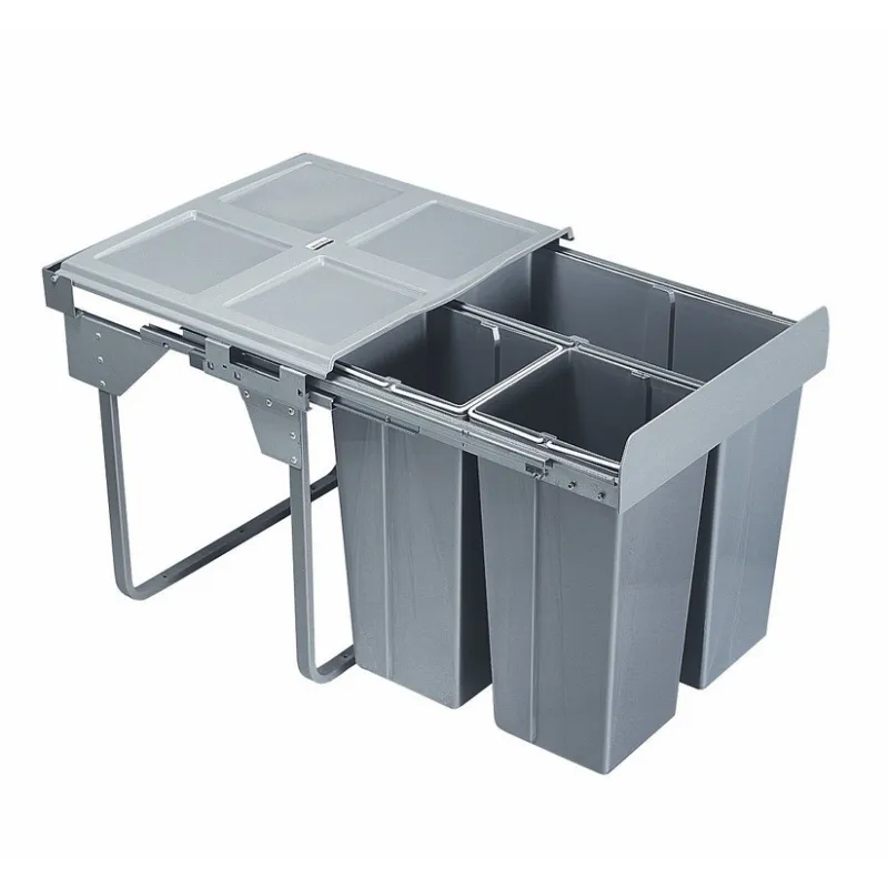 Izvlačna košara 600 mm - 1x34L + 2x17L / Siva