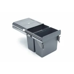 Izvlačna kanta za otpad 400 mm - 2x16L s držačima za vrata / Siva