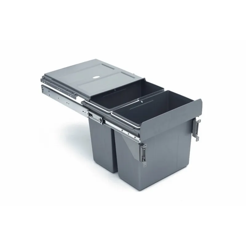 Izvlačna kanta za otpad 400 mm - 2x16L s držačima za vrata / Siva