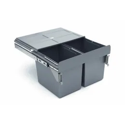 Izvlačni kanta za otpatke 600mm - 2x27L s ručkama za vrata / Siva