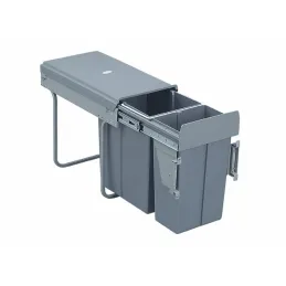 Izvlačni kantu za otpad 300 mm - 1x20L + 1x10L s držačima vrata / Siva