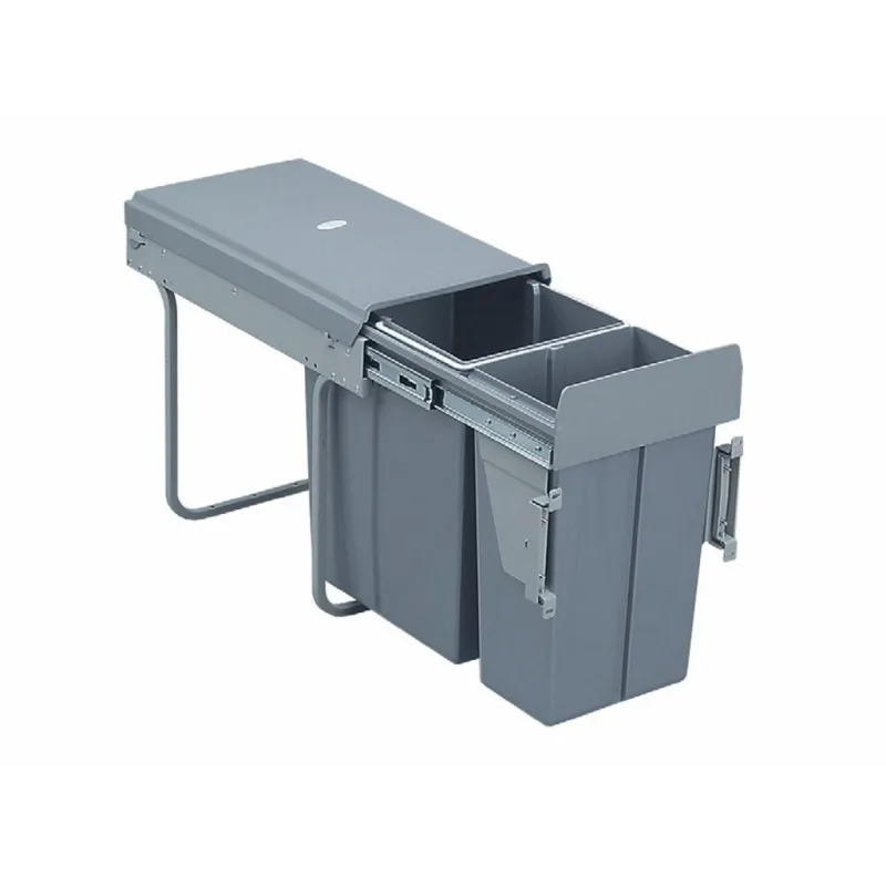 Izvlačni kantu za otpad 300 mm - 1x20L + 1x10L s držačima vrata / Siva