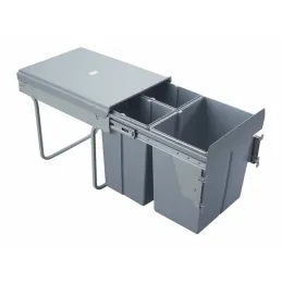 Izvlačna kanta za otpad 400 mm - 2x10L + 1x20L s ručkama za vrata / Siva