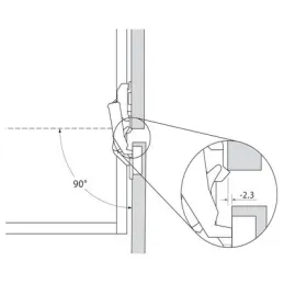 Klizna vrata opterećena 155° CLIP bez preklopa - bez opruge